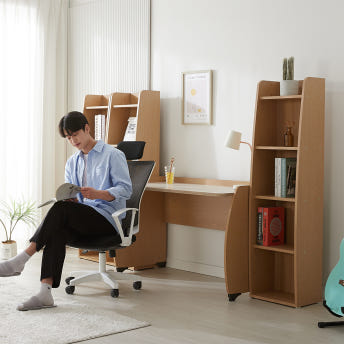 우드빌 피오레 4단  화이트오크 책장 사무용책장 공간디자인책장 가정용책장